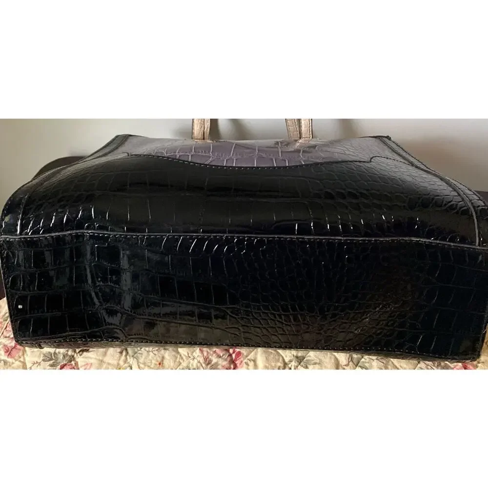 Guess Y2k VTG Womens Shoulder Bag Croc Effect Faux Leather Zip Closure Pockets - Picture 8 of 16